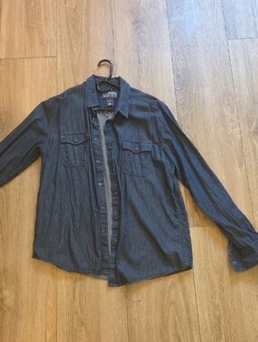 American Rag Men's Dark Navy Button-Down Denim Shirt